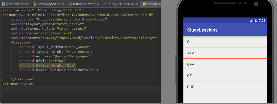 Android开发自学笔记(Android Studio)—4.4 AdapterView及其子类