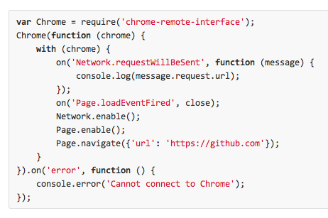 展示 Chrome 调试协议客户端实例