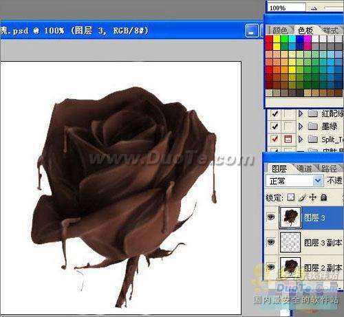 Photoshop教程：涂抹工具制作诱人巧克力玫瑰
