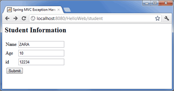 Spring MVC Form Handling Example