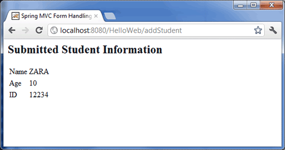 Spring MVC Form Handling Example