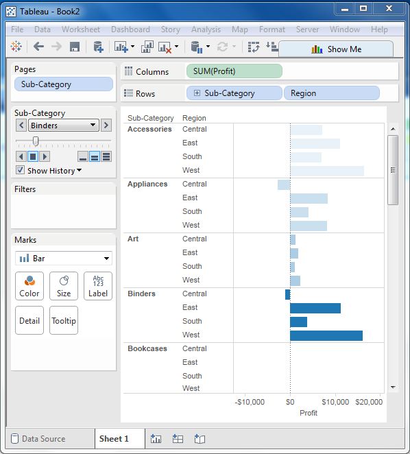 Tableau 分页工作簿