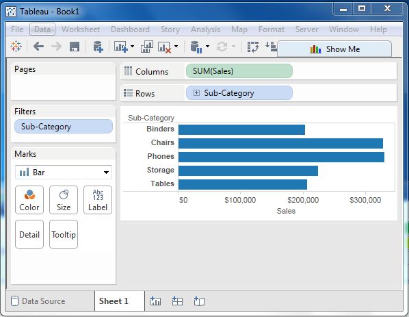 Tableau 顶部过滤器