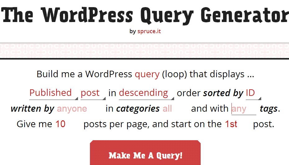 wordpress WP_Query在线快速生成器